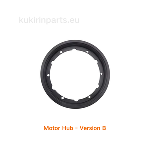 Black motor hub labeled 'Motor Hub - Version B' on a white background