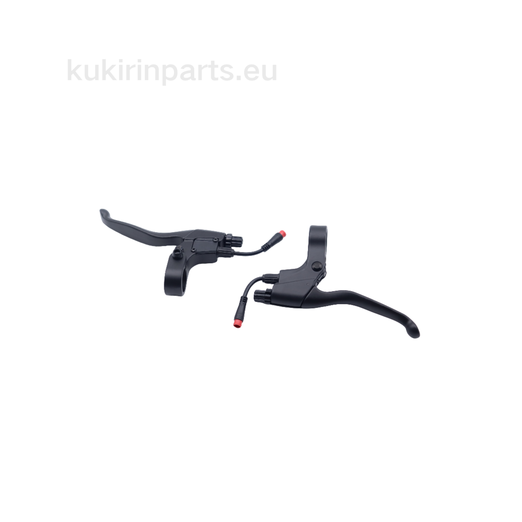Pair of black brake levers on a white background