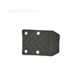 A black textured rubber or plastic part with four circular mounting holes, shown on a plain white background with a faint 'kukirinparts.eu' watermark in the upper left.